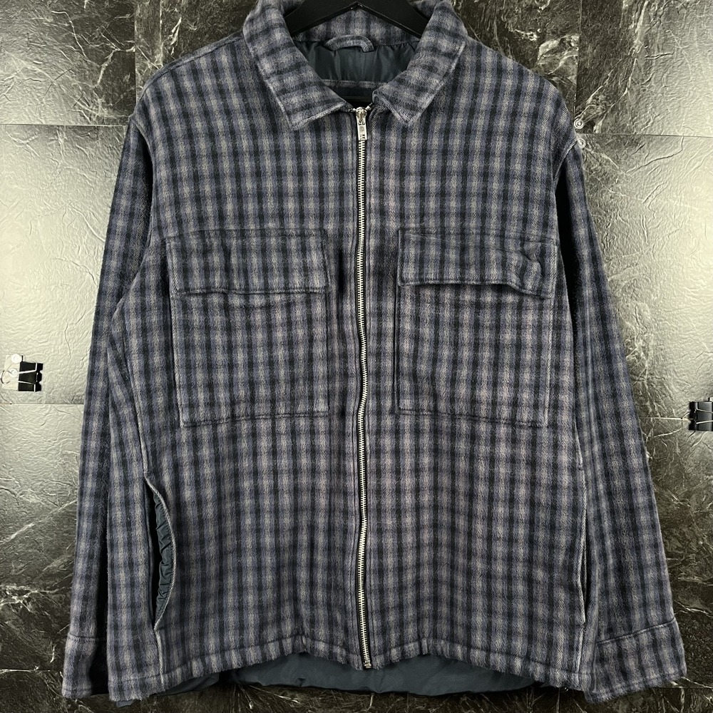 Abercrombie&Fitch Men's Purple Plaid Flannel Utility Harrington Jacket Large
